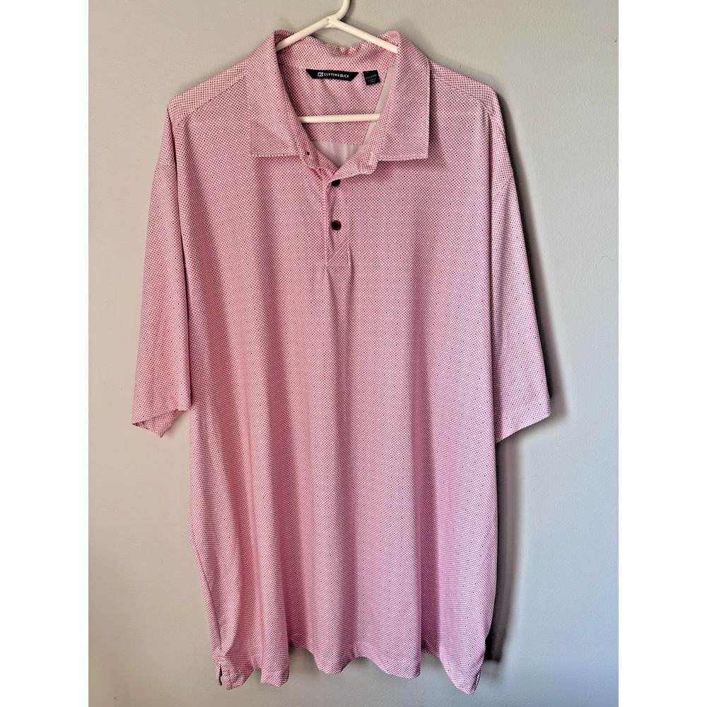 Cutter & Buck 2XT Mens Polo Shirt Golf Light Pink Short Sleeve Collared Stretch